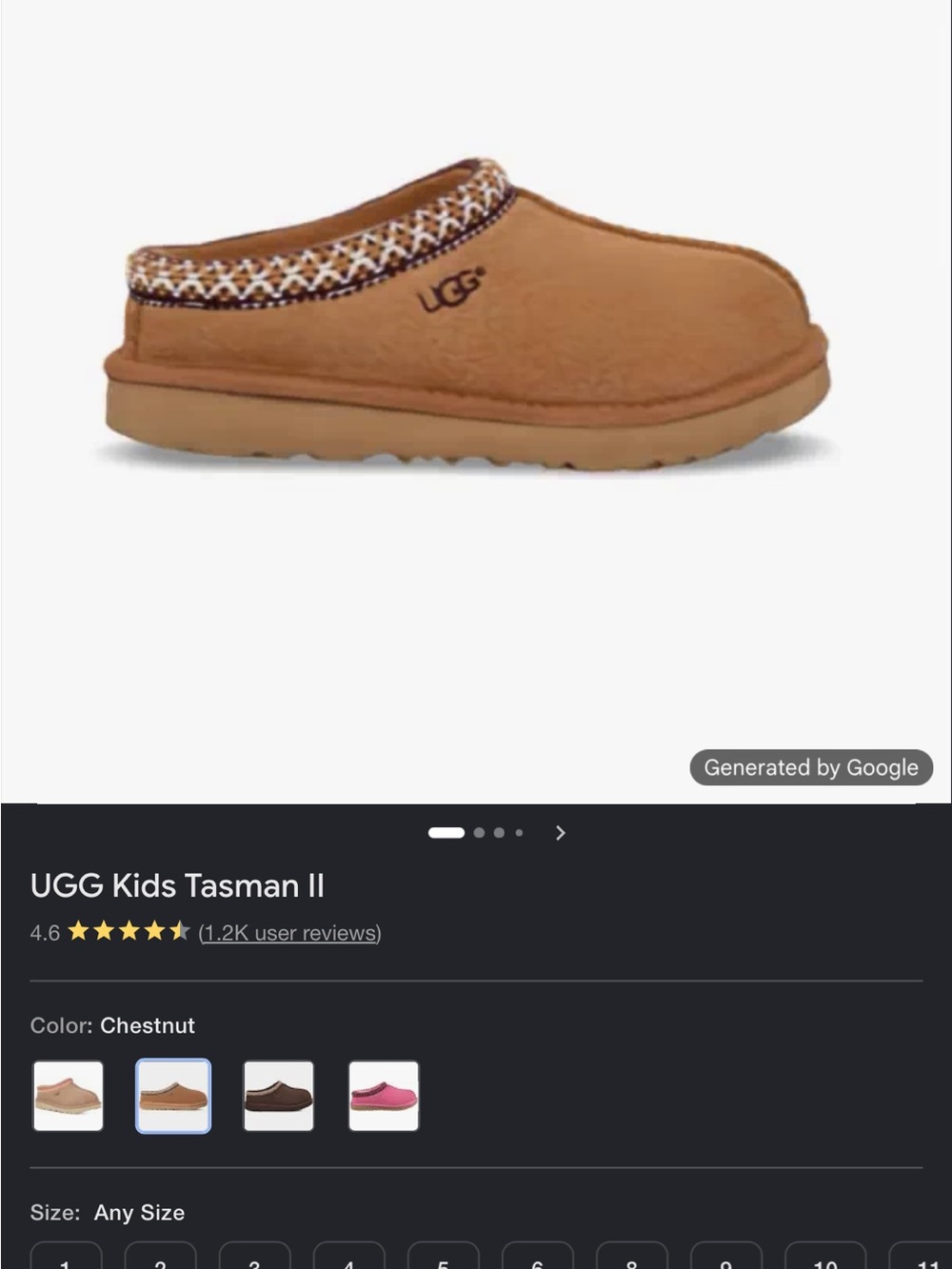 UGG Chestnut Kids Tasman II Suede Slip-On Clog - Picture 4 of 5